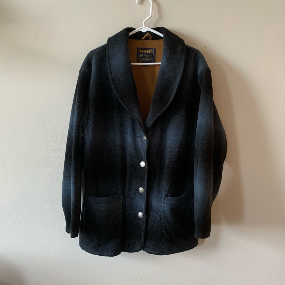 Vintage woolrich ombré striped navy blanket coat